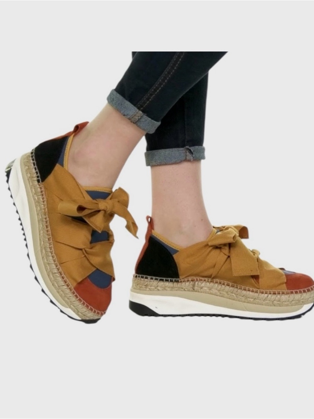 Free People Chapmin Multicolor Espadrille Platform Sneakers with Bow Accents - Picture 7 of 15